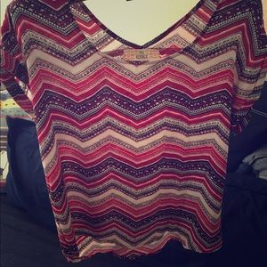 Pink Republic highlow top red zigzag pattern silky